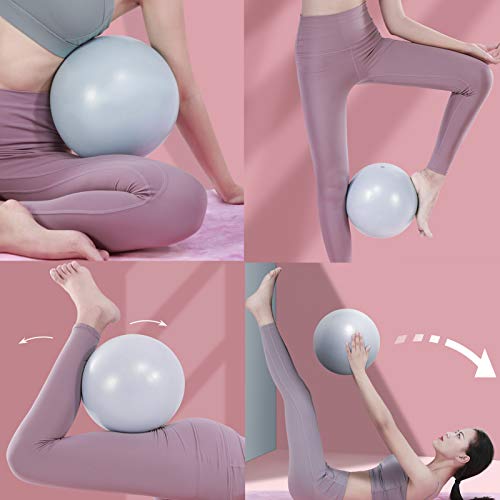 Bola YogaEjercicio,Pilates Pelota Equilibrio,Mini Balón Ejercicio Anti explosión 25cm,para Gimnasio, Yoga, Masaje y Pilates en Casa (Gris)