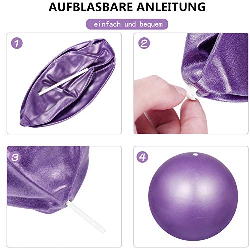 Bola YogaEjercicio,Pilates Pelota Equilibrio,Mini Balón Ejercicio Anti explosión 25cm,para Gimnasio, Yoga, Masaje y Pilates en Casa (púrpura)