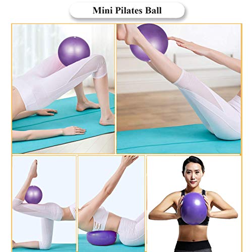 Bola YogaEjercicio,Pilates Pelota Equilibrio,Mini Balón Ejercicio Anti explosión 25cm,para Gimnasio, Yoga, Masaje y Pilates en Casa (púrpura)