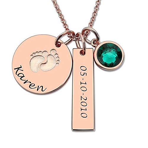 Bolboreta Valente - Regalo Día de la Madre - Collar Personalizado Barrita Círculo Piecitos Pies - Oro - Regalo Mamá - Regalo Abuela - Regalo Familia - Cumpleaños - Mujer Bolboreta Valente - Regalo Día de la Madre - Collar Personalizado Barrita Círculo Piecitos Pies - Oro - Regalo Mamá - Regalo Abuela - Regalo Familia - Cumpleaños - Mujer