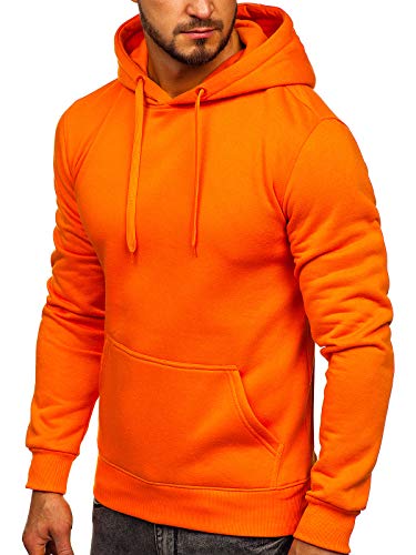 BOLF Hombre Sudadera Básica Unicolor Hoodie con Capucha J.Style 2009 Naranja M [1A1]