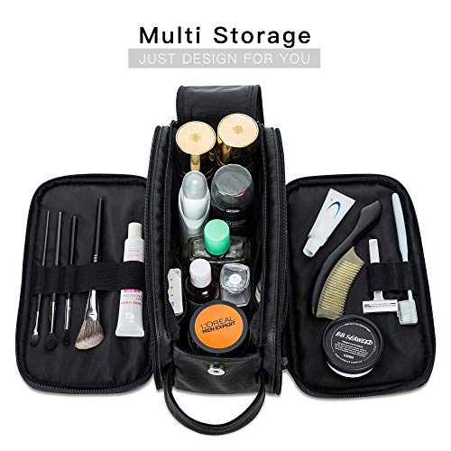 Bolsa de aseo de cuero resistente al agua para hombre, bolsa de viaje grande, kit de afeitado para baño, gimnasio, organizador de maquillaje con bolsa seca