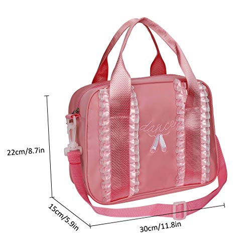 Bolsa de Ballet de Satén para Niñas, Lindo Bolso de Deporte Pequeño Infantil, Escuela Gimnasia Bandolera Personalizada Mochila de Ballet Zapato de Baile Bordado Mochila Regalo de Cumpleaños Rosa