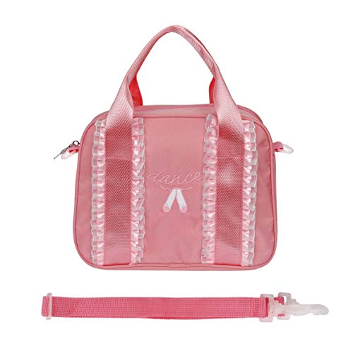 Bolsa de Ballet de Satén para Niñas, Lindo Bolso de Deporte Pequeño Infantil, Escuela Gimnasia Bandolera Personalizada Mochila de Ballet Zapato de Baile Bordado Mochila Regalo de Cumpleaños Rosa