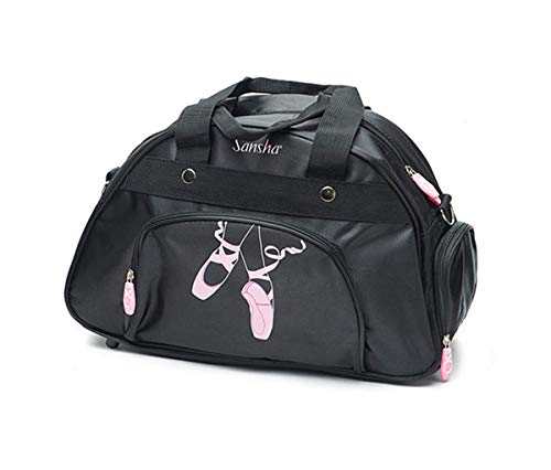 Bolsa de deporte con compartimento para zapatos para niñas, de ballet, danza y gimnasio, color negro Bolsa de deporte con compartimento para zapatos para niñas, de ballet, danza y gimnasio, color negro