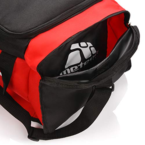 Bolsa de Deporte Gimnasio Fitness Viaje Vacaciones Deportiva - Bolso Universal con Bandolera - Bolsa plegada Ideal para jóvenes y Adultos, Hombre y Mujer 20L y 40L (Rojo/Negro, 20 L)