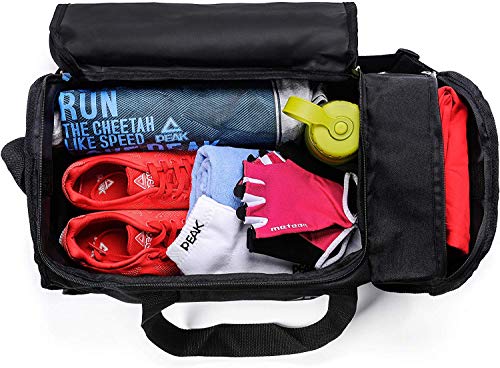 Bolsa de Deporte Gimnasio Fitness Viaje Vacaciones Deportiva - Bolso Universal con Bandolera - Bolsa plegada Ideal para jóvenes y Adultos, Hombre y Mujer 20L y 40L (Negro2, 20 L)