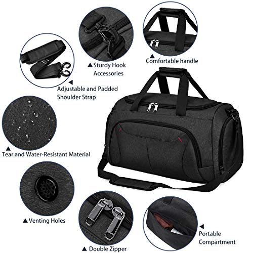 Bolsa de Deporte Hombre Bolsas Gimnasio Mujer con Compartimento para Zapatos Bolsos de Viaje Grande Impermeable Deportivos Fin de Semana Travel Gym Bag 40L Negro Bolsa de Deporte Hombre Bolsas Gimnasio Mujer con Compartimento para Zapatos Bolsos de Viaje Grande Impermeable Deportivos Fin de Semana Travel Gym Bag 40L Negro