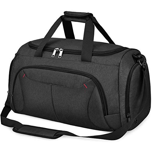 Bolsa de Deporte Hombre Bolsas Gimnasio Mujer con Compartimento para Zapatos Bolsos de Viaje Grande Impermeable Deportivos Fin de Semana Travel Gym Bag 40L Negro