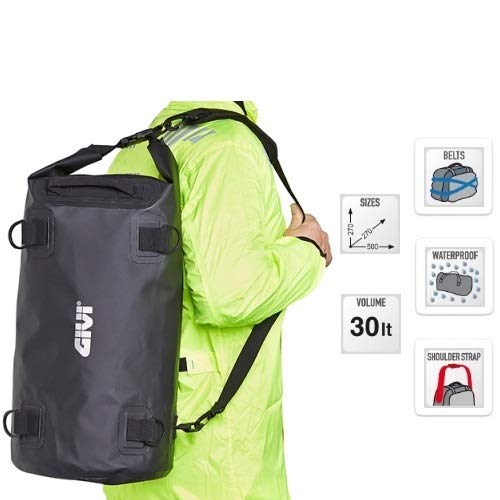 Bolsa de Deporte para Bicicleta HM CRE 50 Six Competition, para sillín, Moto, Scooter, GIVI EA114BK 30LT, Universal, Impermeable, 27 x 27 x 50 cm, 2 Correas para fijación