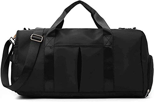 Bolsa de Gimnasia para Mujeres, Bolsa de Gimnasia ManChuang con Compartimento para Zapatos,Bolsa de Lona para Entrenamiento, Bolsa de Deporte con Compartimento para Zapatos,Negro