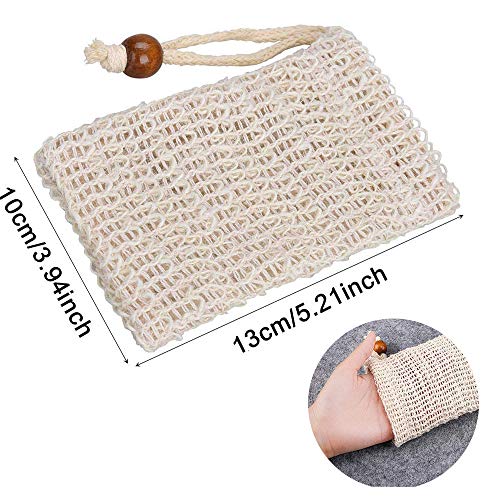 Bolsa De Jabón De Sisal (Paquete De 5) Ideal Para Sobres Y Ahorre Jabones, Bolsas De Fibra De Jabón Natural Para Espumar Y Secar El Jabón, Bolsa De Jabón Orgánico Con Bolsa Para Baño De Ducha