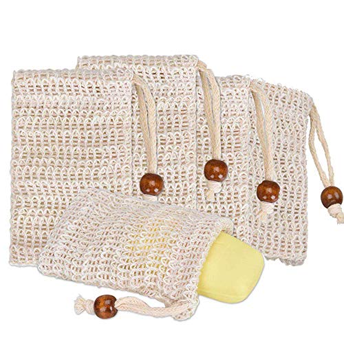 Bolsa De Jabón De Sisal (Paquete De 5) Ideal Para Sobres Y Ahorre Jabones, Bolsas De Fibra De Jabón Natural Para Espumar Y Secar El Jabón, Bolsa De Jabón Orgánico Con Bolsa Para Baño De Ducha