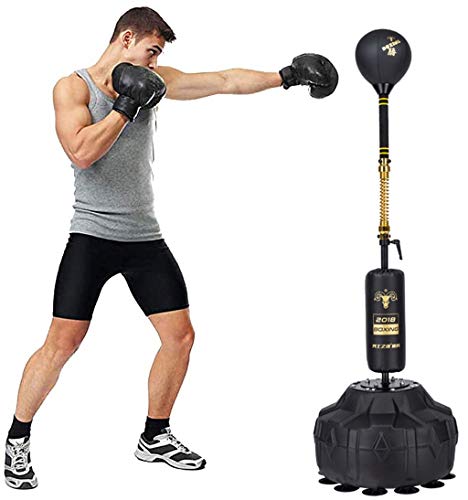 Bolsa de perforación honestamente bolsa de boxeo de pie libre Bolso de velocidad de reflejo con altura ajustable Alivio de estrés Fitness Fuerte Durable para adultos Adolescentes Niños Inicio Gimnasio