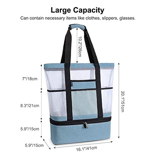 Bolsa de Playa Grande Bolsa de Malla de Playa Bolso de Mano Desmontable Bolso de Hombro con Bolsa Aislante Caja Enfriamiento Picnic Extraíble 2 in 1 para Playa Natación Camping Gimnasio Bolsa de Playa Grande Bolsa de Malla de Playa Bolso de Mano Desmontable Bolso de Hombro con Bolsa Aislante Caja Enfriamiento Picnic Extraíble 2 in 1 para Playa Natación Camping Gimnasio