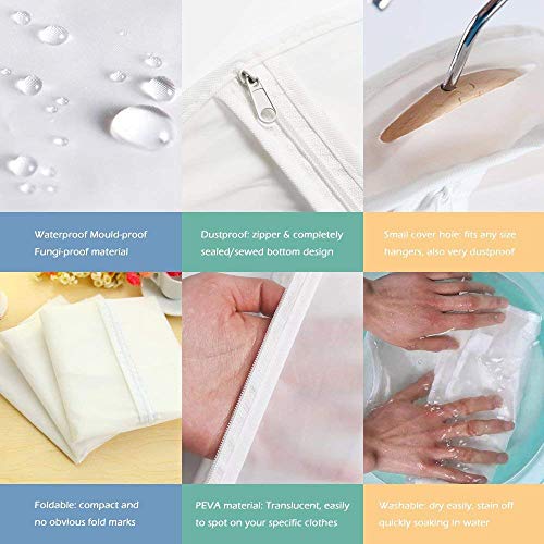 Bolsa de ropa Transparente (60X120cm) Bolsa de traje Bolsas de ropa a prueba de polilla Cubierta de polvo con cremallera completa transpirable blanca para traje Ropa de baile Armario Paquete de 6 Bolsa de ropa Transparente (60X120cm) Bolsa de traje Bolsas de ropa a prueba de polilla Cubierta de polvo con cremallera completa transpirable blanca para traje Ropa de baile Armario Paquete de 6