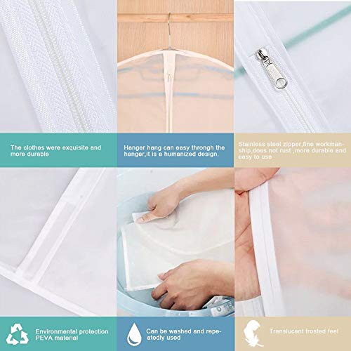 Bolsa de ropa Transparente (60X120cm) Bolsa de traje Bolsas de ropa a prueba de polilla Cubierta de polvo con cremallera completa transpirable blanca para traje Ropa de baile Armario Paquete de 6 Bolsa de ropa Transparente (60X120cm) Bolsa de traje Bolsas de ropa a prueba de polilla Cubierta de polvo con cremallera completa transpirable blanca para traje Ropa de baile Armario Paquete de 6