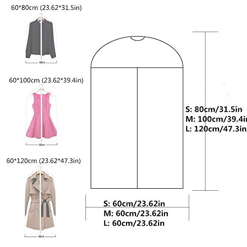 Bolsa de ropa Transparente (60X120cm) Bolsa de traje Bolsas de ropa a prueba de polilla Cubierta de polvo con cremallera completa transpirable blanca para traje Ropa de baile Armario Paquete de 6 Bolsa de ropa Transparente (60X120cm) Bolsa de traje Bolsas de ropa a prueba de polilla Cubierta de polvo con cremallera completa transpirable blanca para traje Ropa de baile Armario Paquete de 6
