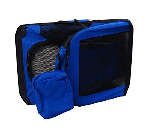 Bolsa de Transporte Perros Gatos Mascotas Viaje Tubo de Acero 4 Entradas, Medidas 60 x 42 x 42 cm, Color Azul/Negro, Pawhut