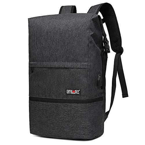 Bolsa de Viaje de Ocio Multifuncional Bolsa de Cubo Bolsa de Fitness al Aire Libre de Gran Capacidad Mochila de Moda-Negro_24 Pulgadas