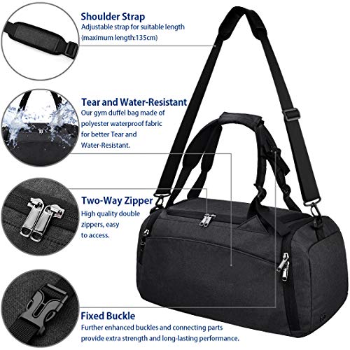 Bolsa Deporte Bolsa Gimnasio de Viaje Impermeable Bolsos Deportivos Fin de Semana Travel Duffle Bag para Hombre y Mujer Negro Bolsa Deporte Bolsa Gimnasio de Viaje Impermeable Bolsos Deportivos Fin de Semana Travel Duffle Bag para Hombre y Mujer Negro