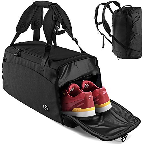 Bolsa Deporte Fitness + Mochila Función y Compartimento para Zapatos: Separada Seco y Humedo | 40L Deportivo Viaje Gimnasio Natacion Fin de Semana Travel Duffle Bag Equipaje Mano Negro | Hombre Mujer Bolsa Deporte Fitness + Mochila Función y Compartimento para Zapatos: Separada Seco y Humedo | 40L Deportivo Viaje Gimnasio Natacion Fin de Semana Travel Duffle Bag Equipaje Mano Negro | Hombre Mujer
