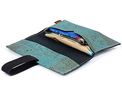 Bolsa para Tabaco hecha de corcho / piel de corcho vegana - Funda, estuche para tabaco de liar con compartimento adicional para mechero, filtros y papeles - Varios colores - by SIMARU (Turquesa) Bolsa para Tabaco hecha de corcho / piel de corcho vegana - Funda, estuche para tabaco de liar con compartimento adicional para mechero, filtros y papeles - Varios colores - by SIMARU (Turquesa)