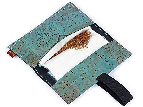 Bolsa para Tabaco hecha de corcho / piel de corcho vegana - Funda, estuche para tabaco de liar con compartimento adicional para mechero, filtros y papeles - Varios colores - by SIMARU (Turquesa) Bolsa para Tabaco hecha de corcho / piel de corcho vegana - Funda, estuche para tabaco de liar con compartimento adicional para mechero, filtros y papeles - Varios colores - by SIMARU (Turquesa)
