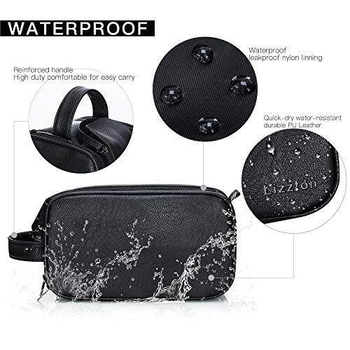 Bolsas de Aseo de Cuero para Hombres Impermeable Neceser de Viaje de Lavado Kit de Afeitado Dopp Grande Organizador de Maquillaje Baño Gimnasio con Bolsa de Almacenamiento Gratis (Negro) Bolsas de Aseo de Cuero para Hombres Impermeable Neceser de Viaje de Lavado Kit de Afeitado Dopp Grande Organizador de Maquillaje Baño Gimnasio con Bolsa de Almacenamiento Gratis (Negro)