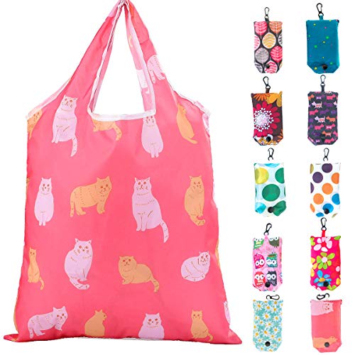 Bolsas de Compras Reutilizables 10 Pcs Bolsas de Compra Plegables Bolsas de Supermercado de Reusable Duraderas Lavables Adecuado para Compras,Casa,Viajes,Acampar al Aire Libre