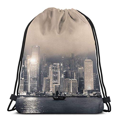 Bolsas De Cuerdas Gimnasio,Mochila con Cordón,Vitoria,Hong Kong Hombres Mujeres Atlético Bolsa De Tirar Viajar Yoga Compras Escuela Entrenamiento Playa