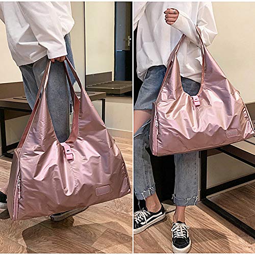 Bolsas de Gimnasio Mujeres, Zip Bolsa de colchoneta de yoga Grande, Bolsa de asa de yoga con correa, con Compartimento para Zapatos y Bolsillo Húmedo Bolsa de Viaje para Natacion Bailando Rosa