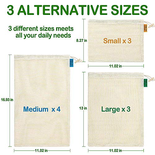 Bolsas de Malla Reutilizables, Bolsas de Comestibles 10 Piezas Bolsas de Algodón Orgánico para Frutas y Vegetales para Almacenar Comida, IR de Compras y Guardar Juguetes Bolsas de Malla Reutilizables, Bolsas de Comestibles 10 Piezas Bolsas de Algodón Orgánico para Frutas y Vegetales para Almacenar Comida, IR de Compras y Guardar Juguetes