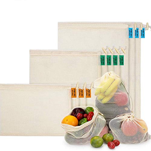 Bolsas de Malla Reutilizables, Bolsas de Comestibles 10 Piezas Bolsas de Algodón Orgánico para Frutas y Vegetales para Almacenar Comida, IR de Compras y Guardar Juguetes Bolsas de Malla Reutilizables, Bolsas de Comestibles 10 Piezas Bolsas de Algodón Orgánico para Frutas y Vegetales para Almacenar Comida, IR de Compras y Guardar Juguetes