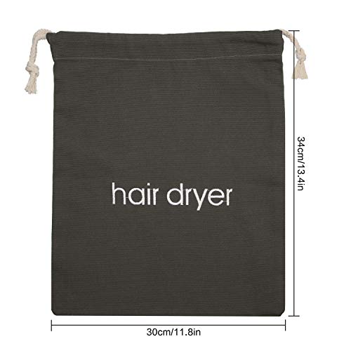 Bolsas de Secador de Pelo Bolsa con Cordón de Algodón Bolsa para Secador de Pelo, 11.8 por 13.8 Pulgadas (Gris Oscuro) Bolsas de Secador de Pelo Bolsa con Cordón de Algodón Bolsa para Secador de Pelo, 11.8 por 13.8 Pulgadas (Gris Oscuro)