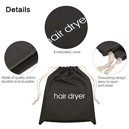 Bolsas de Secador de Pelo Bolsa con Cordón de Algodón Bolsa para Secador de Pelo, 11.8 por 13.8 Pulgadas (Gris Oscuro) Bolsas de Secador de Pelo Bolsa con Cordón de Algodón Bolsa para Secador de Pelo, 11.8 por 13.8 Pulgadas (Gris Oscuro)