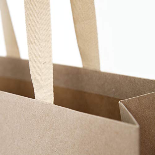 bolsas ecológicas 10 bolsas de papel kraft con asas de cinta de algodón marrón 32 x 21 x 13 cm bolsa de Compra Bolsa de Regalo Bolsas de Fiestas Bolsas de Boda