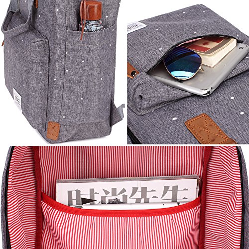 Bolsas Escolares KAUKKO Mochila Estilo Oxford Bolsa Ligera Bolso del Ordenador portátil de 14" (Gris)