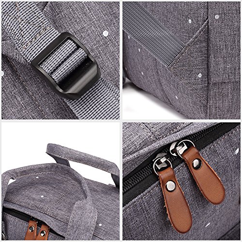 Bolsas Escolares KAUKKO Mochila Estilo Oxford Bolsa Ligera Bolso del Ordenador portátil de 14" (Gris)