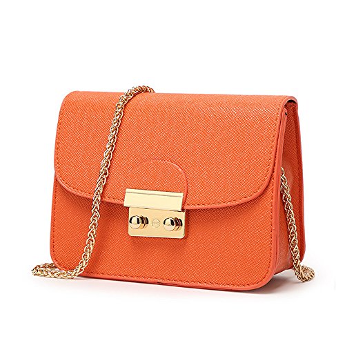 Bolso de hombro de las mujeres de las señoras pequeñas bolso de la ciudad bolso elegante retro vintage bolso cadena banda, color Naranja, talla Small