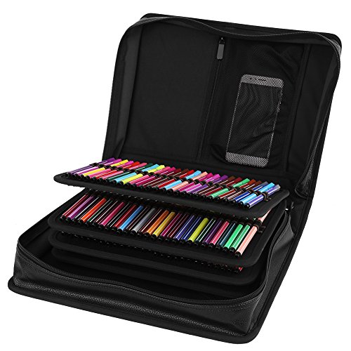 Bolso de Lápices de Colores Bolsa de Almacenamiento de Pluma Bolso de PU Desmontable Estuche Multifuncional de Papelería para Escuela Oficina Viaje 210 Slots(Negro) Bolso de Lápices de Colores Bolsa de Almacenamiento de Pluma Bolso de PU Desmontable Estuche Multifuncional de Papelería para Escuela Oficina Viaje 210 Slots(Negro)