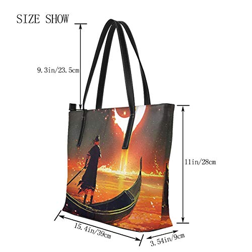 Bolso de Mano Grande para Mujer Hombre de bote de remos de fantasía, Tote Bag Shopper Cuero de La PU Bolso de Hombro Gran Capacidad Bolso de Compras Asa Larga