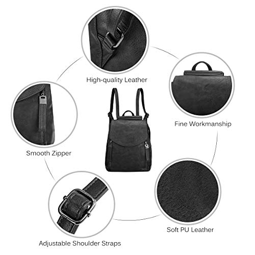 Bolso Mochila Cuero Mujer Casual, JOSEKO Mochila Antirrobo con Solapa de Cuero Monedero de Mochila Casual para Damas universitarias con Correas Ajustables Bolso Mochila Cuero Mujer Casual, JOSEKO Mochila Antirrobo con Solapa de Cuero Monedero de Mochila Casual para Damas universitarias con Correas Ajustables