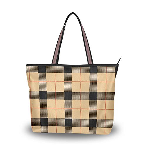 Bolsos de mano con correa de peso ligero para mujeres, niñas, señoras, estudiantes, bolsos de hombro, bolso de compras, bolso de mano, patrón de color vainilla sin costuras