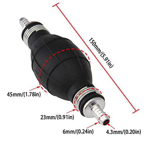 Bomba transferencia manual de 6 mm (2 unidades) pequeño caudal portátil, bomba mano universal para gasolina, agua, aceite, líquidos, bomba combustible para coche, jardín, barco, cortacésped