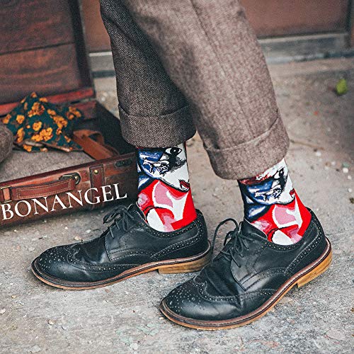 BONANGEL Calcetines Christmas Hombre, Hombres Ocasionales Calcetines Divertidos Impresos de Algodón de Pintura Famosa de Arte Calcetines, Calcetines de Colores de moda