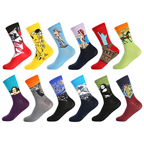 BONANGEL Calcetines Christmas Hombre, Hombres Ocasionales Calcetines Divertidos Impresos de Algodón de Pintura Famosa de Arte Calcetines, Calcetines de Colores de moda BONANGEL Calcetines Christmas Hombre, Hombres Ocasionales Calcetines Divertidos Impresos de Algodón de Pintura Famosa de Arte Calcetines, Calcetines de Colores de moda