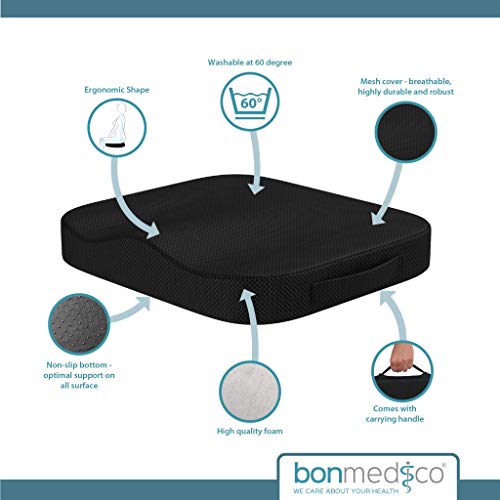 bonmedico Cojín Comfort, Cojín de Asiento Ergonómico para un Mejor Confort de Asiento, Cojín de Asiento de Espuma de Memoria Innovadora, Cojín de Asiento de Uso Universal. bonmedico Cojín Comfort, Cojín de Asiento Ergonómico para un Mejor Confort de Asiento, Cojín de Asiento de Espuma de Memoria Innovadora, Cojín de Asiento de Uso Universal.