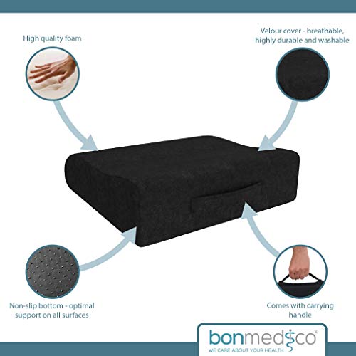 bonmedico Cojín Elevador con Forma de Cuña que Facilita Ponerse de Pie, Innovador Cojín de Asiento de Espuma, Cojin para Posición Ergonómica y Respaldo del Coxis bonmedico Cojín Elevador con Forma de Cuña que Facilita Ponerse de Pie, Innovador Cojín de Asiento de Espuma, Cojin para Posición Ergonómica y Respaldo del Coxis