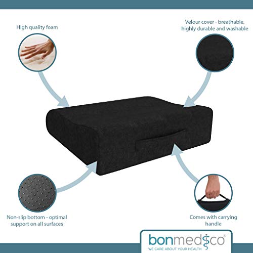 bonmedico Cojín Elevador con Forma de Cuña que Facilita Ponerse de Pie, Innovador Cojín de Asiento de Espuma, Cojin para Posición Ergonómica y Respaldo del Coxis